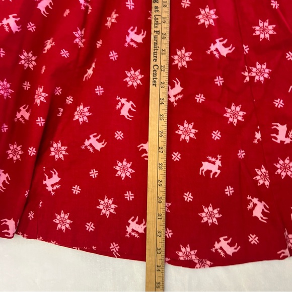 Vintage 80s Norman Shirtmakers Flannel Red Pink Christmas Circle Skirt Sz 12 EVC - Picture 4 of 7